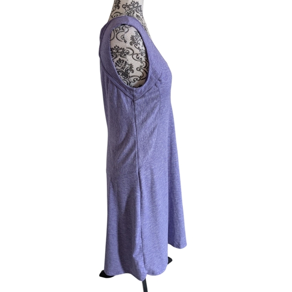 prAna Calico Dress Ultra Violet Heathered Purple Keyhole Cutout Back Women's L - Picture 12 of 13